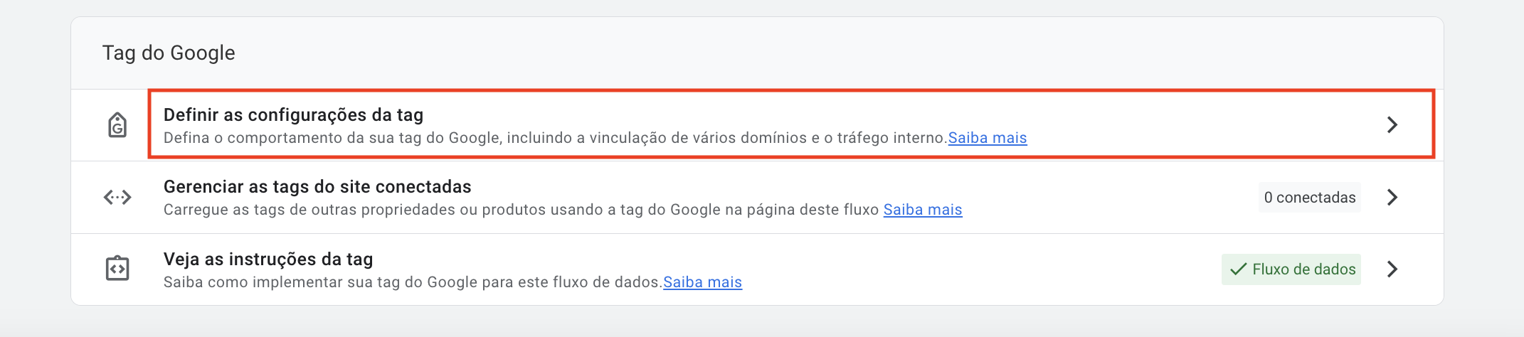 configurações da tag do GA4